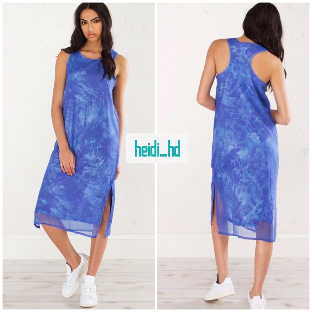 Adidas Ocean Printed Tank Dress Chiffon Overlay